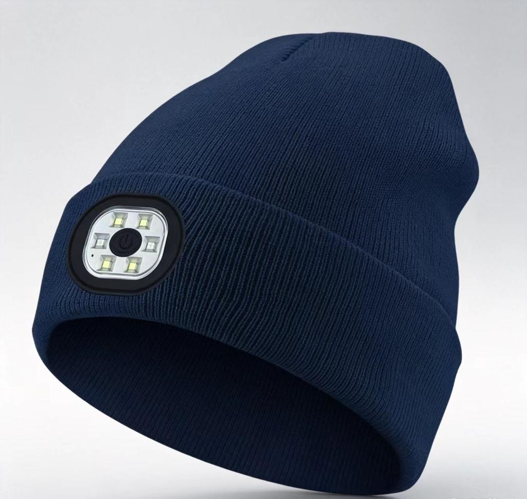 Riding Knitted Cap with Light Thermal Lighting Night Fishing Cap Portable LED Outdoor Wool Cap