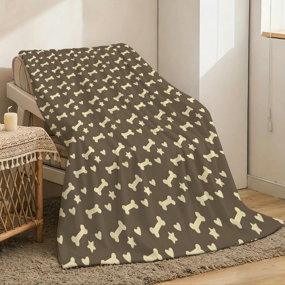 Dog Paw Print Throw Lightweight 240G Flannel Blanket Soft Skin-Friendly For Summer Cooling