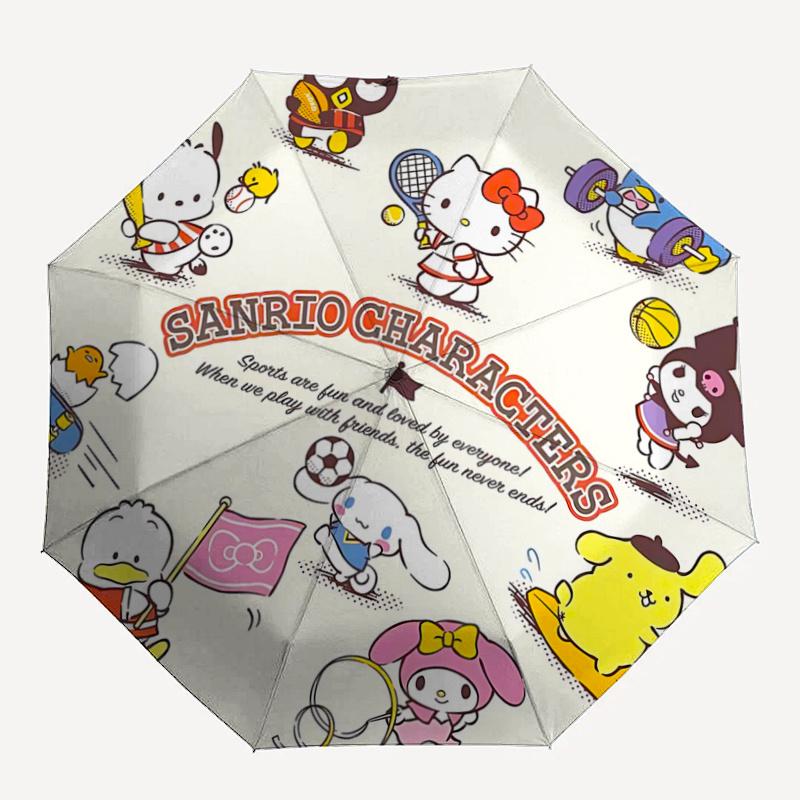 1pc Sanrio Characters Sports Fun Collection: Automatic Opening/Closing Umbrella with Portable Folding Design, 8-Bone Iron Frame, Outdoor, Perfect Gift