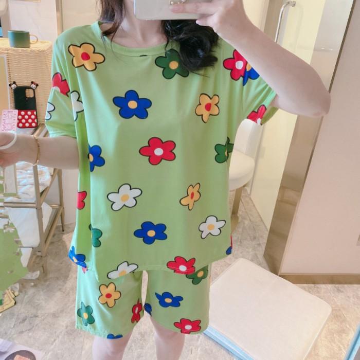 Pajamas Women'S Summer Short-Sleeved Shorts Loose And Cute Cartoon Casual Can Be Worn Outside Pajamas Women'S Loungewear Set