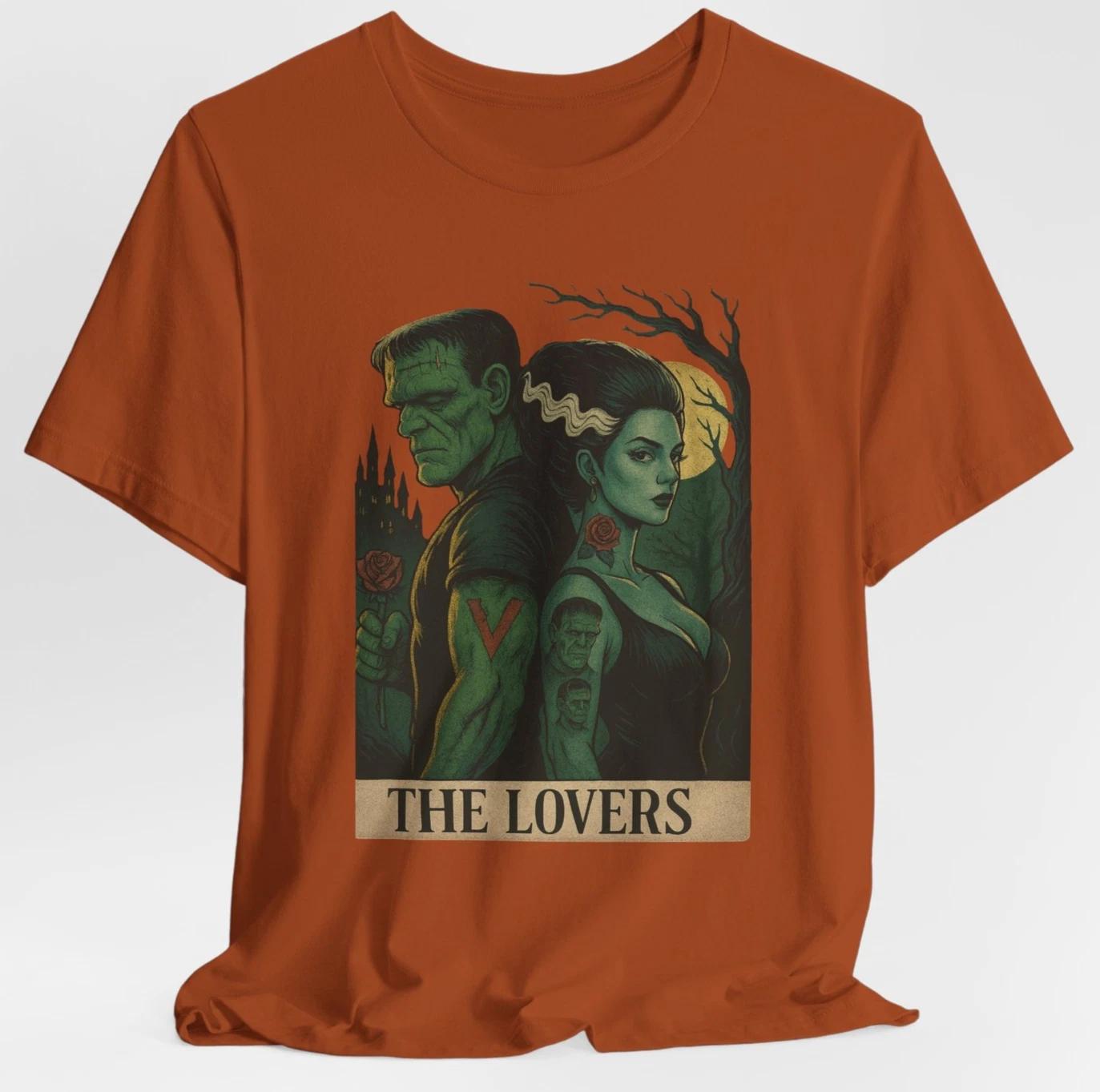 Frankenstein and His Bride T-Shirt The Lovers Tarot Gothic Occult Witchy Horror 4XL