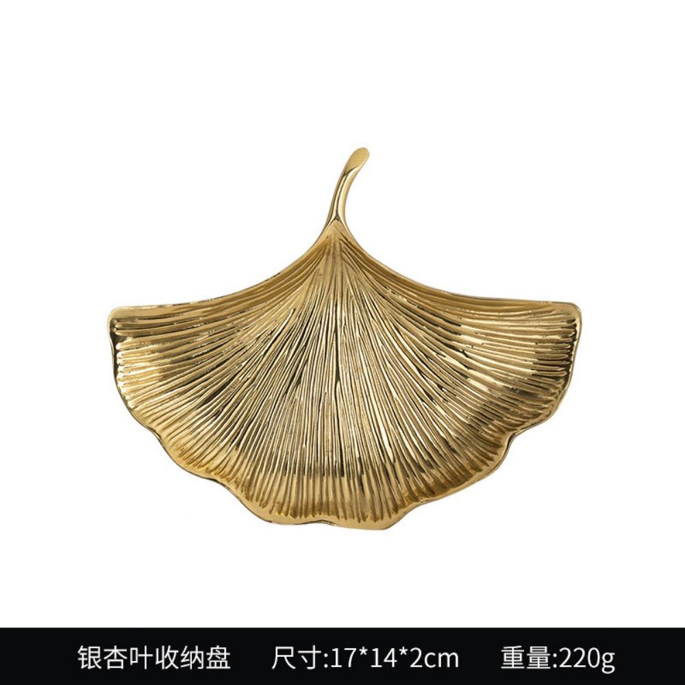 European Light Luxury Tray Ornament Turtle Leaf Metal Jewelry Plate Fruit Plate Storage Plate, Living Room Creative Crafts