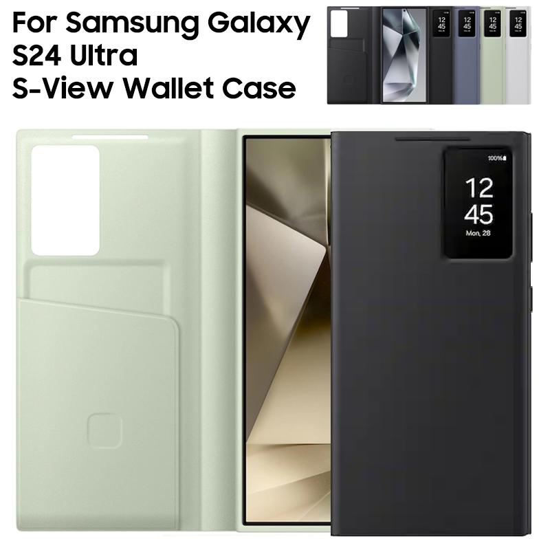 Husă tip portofel cu clapetă Smart View Pentru Samsung Galaxy S24 Ultra SM-S928B Husă de protecție pentru telefon Smart View