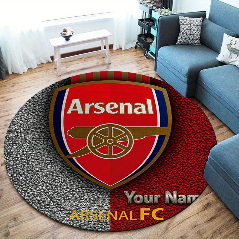 Arsenal F Custom Name Round Area Rug,Carpet Rug for Living Room Bedroom Sofa Playroom Decor,Non-slip Floor Mat