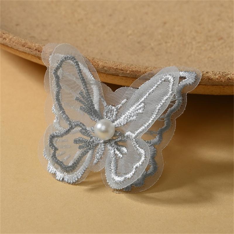 Fabric Pearls Embroidered Butterfly Sewing Accessories For Craft And Fashion