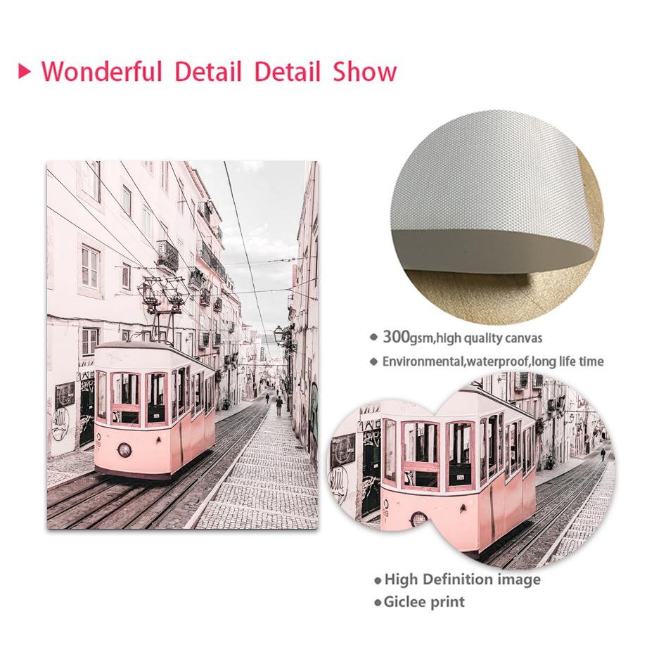 Pink Flower Rose Paris Tower Tram Balloon Wall Art Canvas Painting Nordic Posters And Prints Wall Pictures For Living Room Decor