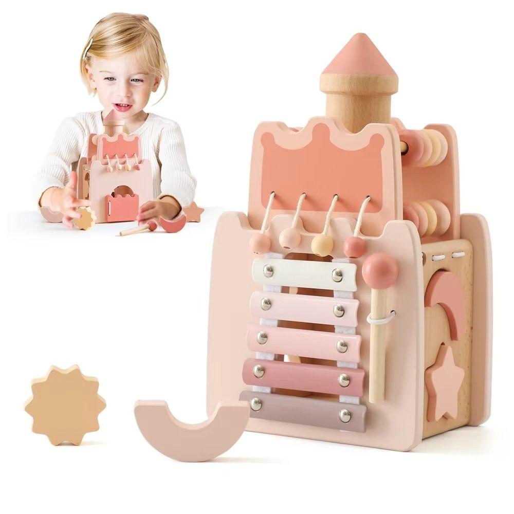 Early Education 5-in-1 Wooden Castle Toys Shape Sorter Dollhouse Shape Wooden Toys  Parent-Child