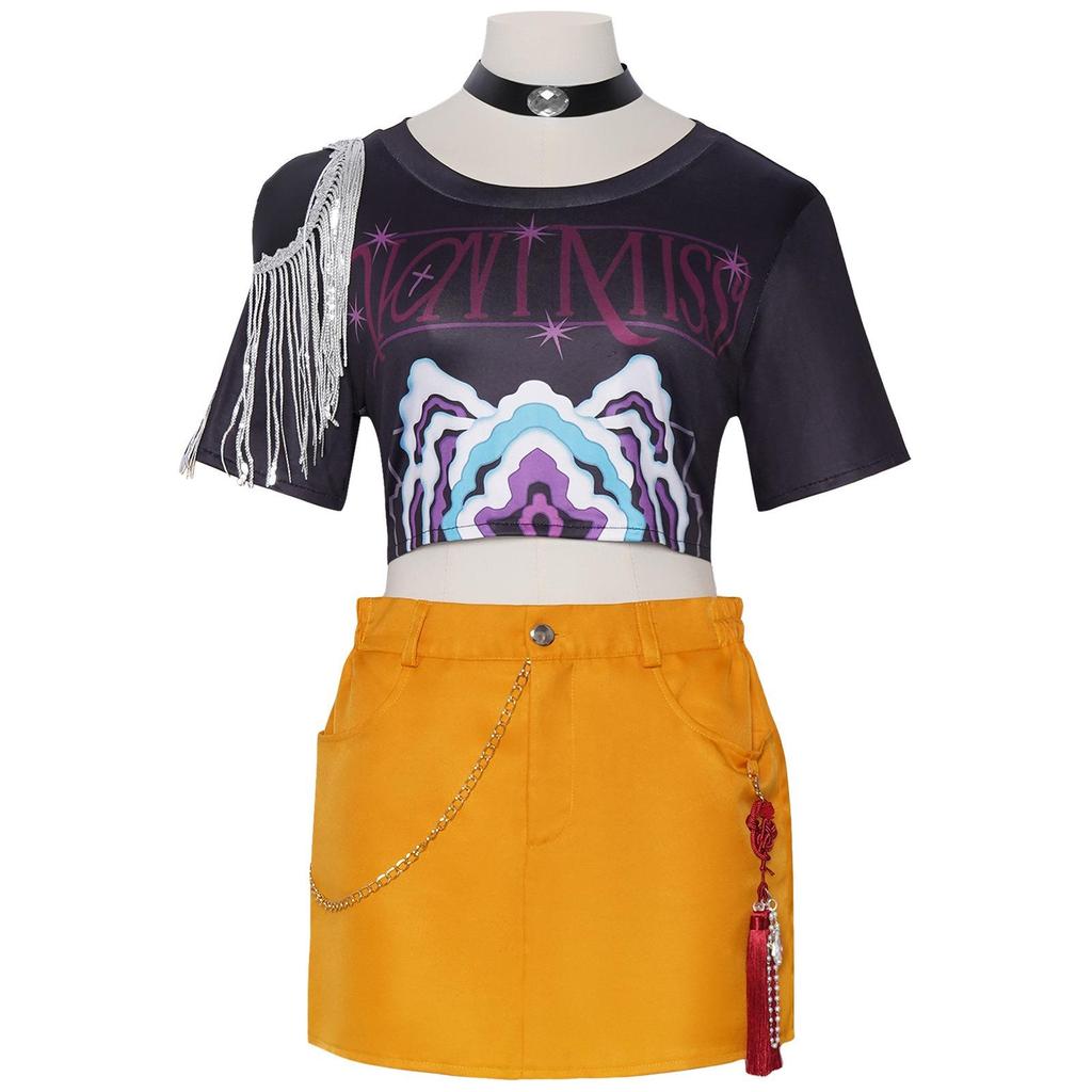 Rumi Zoey Mira Cosplay KPop Kostium Demona Łowcy Kobiety Czarny Złoty Garnitur Saja Chłopcy Halloween Stroje do Odgrywania Ról