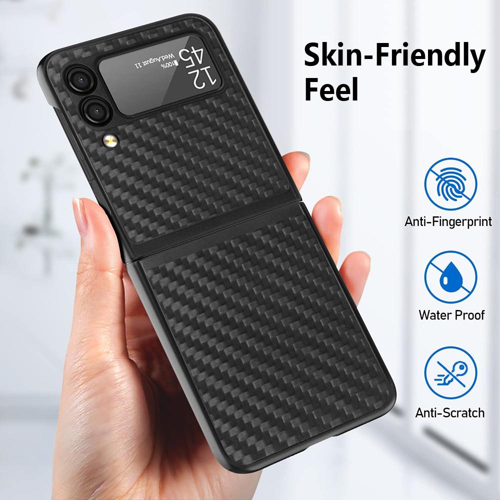 Carbon Fiber Case For Samsung Galaxy Z Flip 3 4 5g Case Ultra Thin Real Carbon Fiber Back Cover Capa For Samsung Z Flip 3 Fundas
