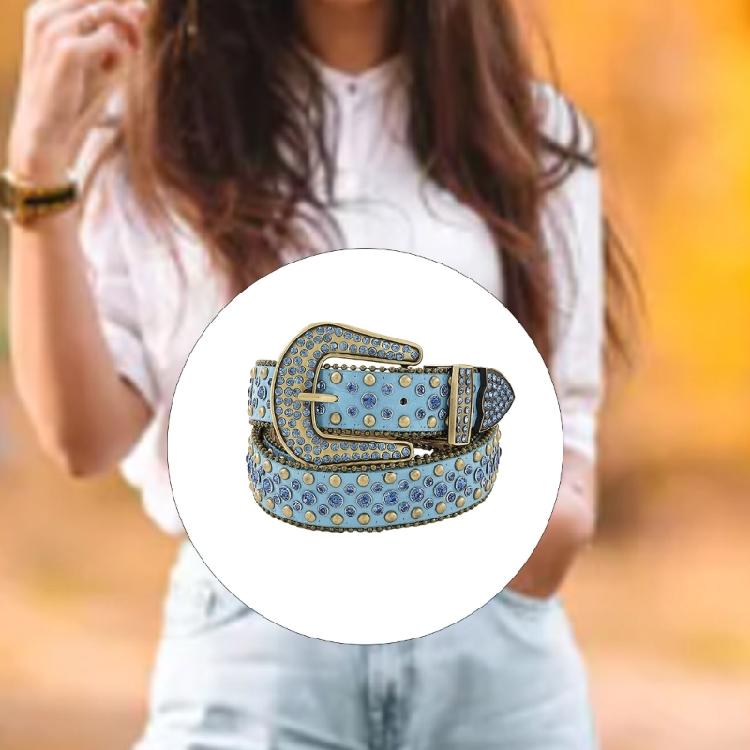 Fashion Adult Rhinestone Belt PU Waist Belt Wear Resistant Shimmering Belt