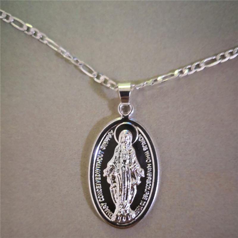 

Ahmed Gold Silver Virgin Mary Dainty Medallion Necklace for Women Fashion Mother Mary Necklace Pendant Religious Catholic Gift серебряный