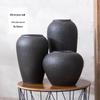 Jingdezhen Black Coarse Pottery Floor Vase: Modern Minimalist Japanese Decor for Hotel, Homestay, or Living Room.
