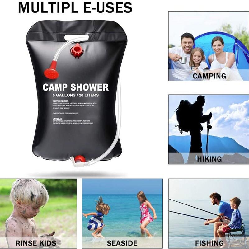 Portable Solar Shower Bag Camping Outdoor Travel PVC Water Heater With Head