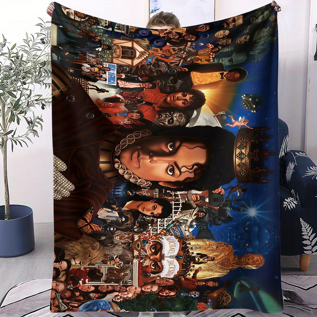 MJ Król Popu Michael Jackson Super Miękki Wysoki Koc Sofa Biuro Podróż Drzemka Komfort Rekreacja Kemping Koc Podróżny Prezent Urodzinowy