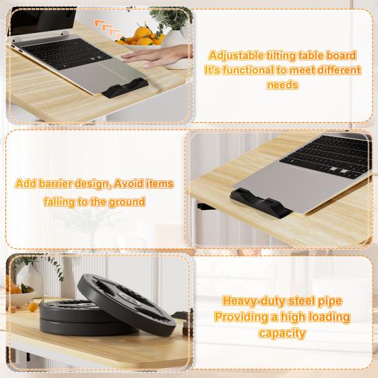 Mobile Overbed Table, Queen Size Over The Bed Desk with Wheels, Height And Length Adjustable Tilting Laptop Desk for Hospital And Home Use