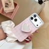 Pink Heart-Shaped Mirrored Stand Phone Case for iPhone 16, iPhone 17, and iPhone 17 Pro Max