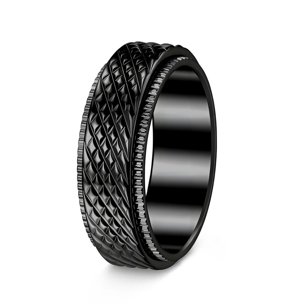 Bague Style Punk Personnalité en Acier Titane Plaqué Vide à Maille Motif 8mm Rotative