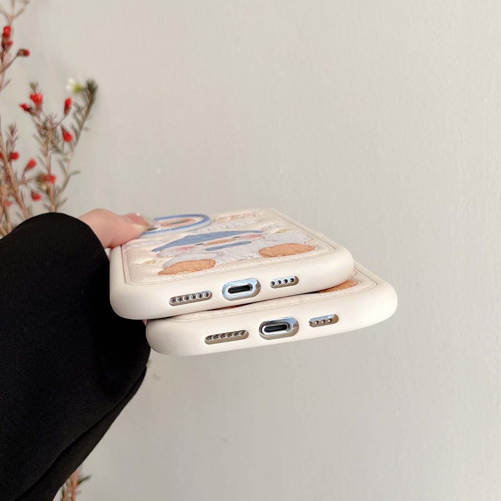 Ins Duck Cute Cloud Stars Leather Relif 3d Cartoon Phone Case For Iphone 13 12 11 Promax 14 Pro Max Plus Lovely Back Cover