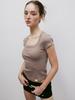 KITTY POTTERY Classic Soft Deep Square Neck T-Shirt (Mocha)