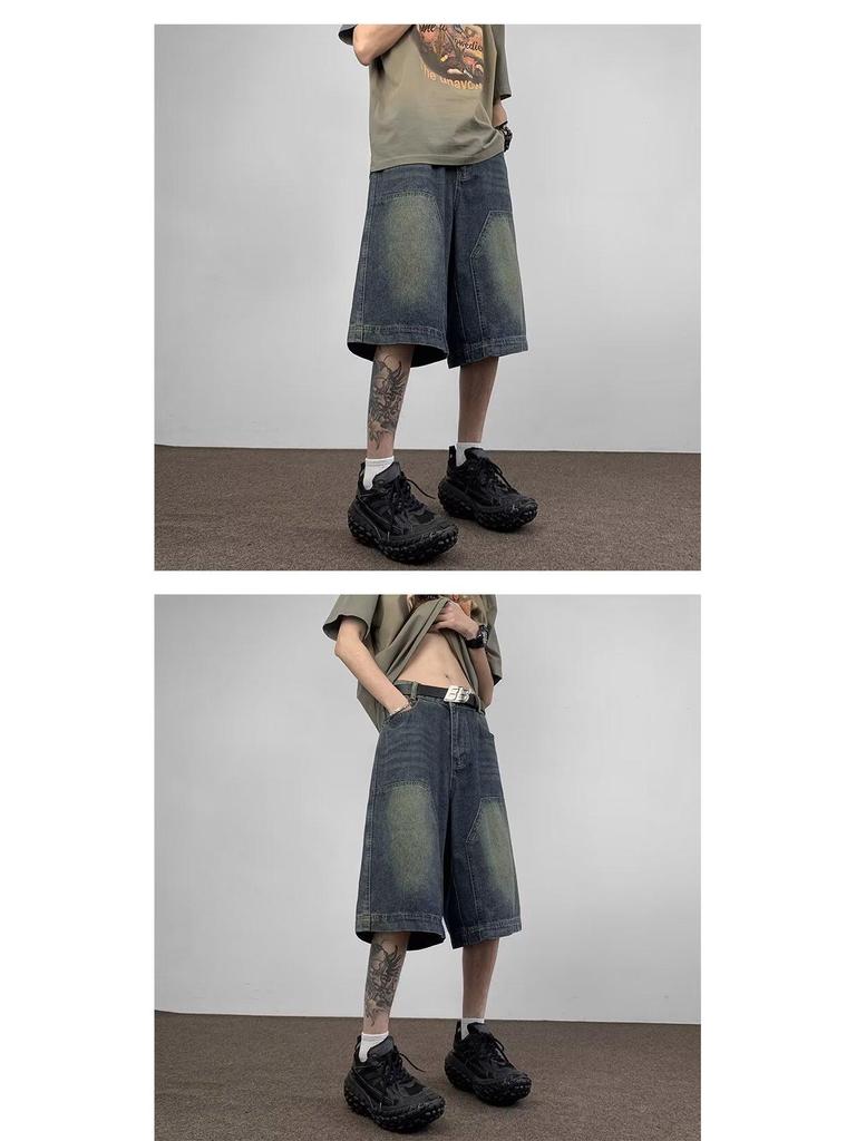 Unisex Distressed Wide-Leg Jeans, Summer Shorts, Versatile Harem Pants, Trendy Loose-Fit Shorts