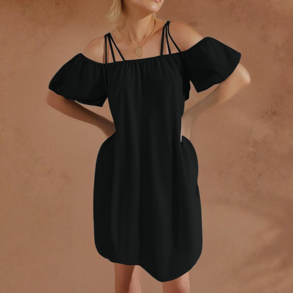 Ladies' Summer Loose And Comfortable Large Color One Shoulder Strap Dress