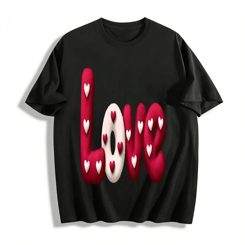Love Heart Print Casual Couple Sweatshirt Top Pure cotton T-shirt XXS