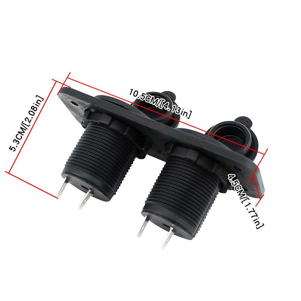 Motorcycle Car Cigarette Lighter Splitter 12V 24V Waterproof Power Socket Adapter Dual Plate Panel Mount Charger + 4 Screws 4 Screw Caps