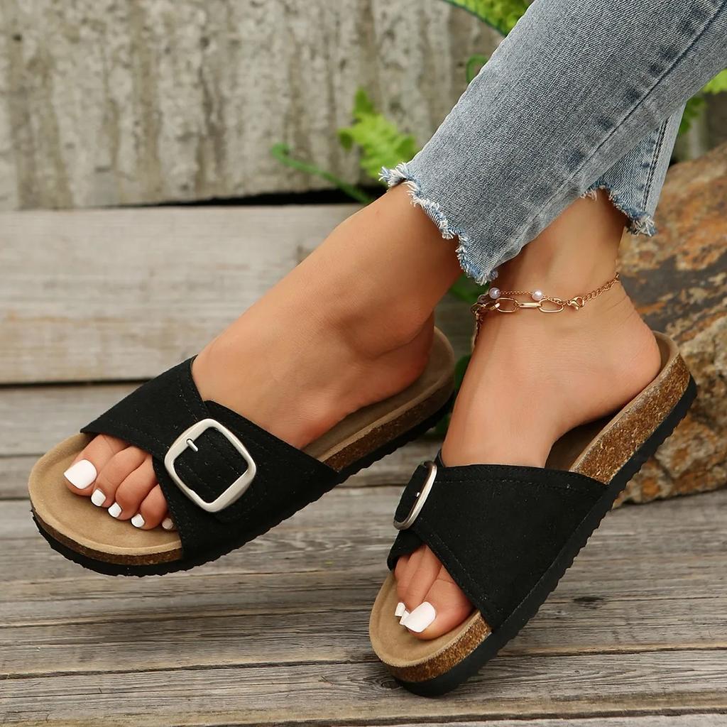 Womens Slippers 2024 European American Summer Non Slip Needle Buckle Flip Flops Big Size 35-43 Women's Sandals Woman Flat Shoes
