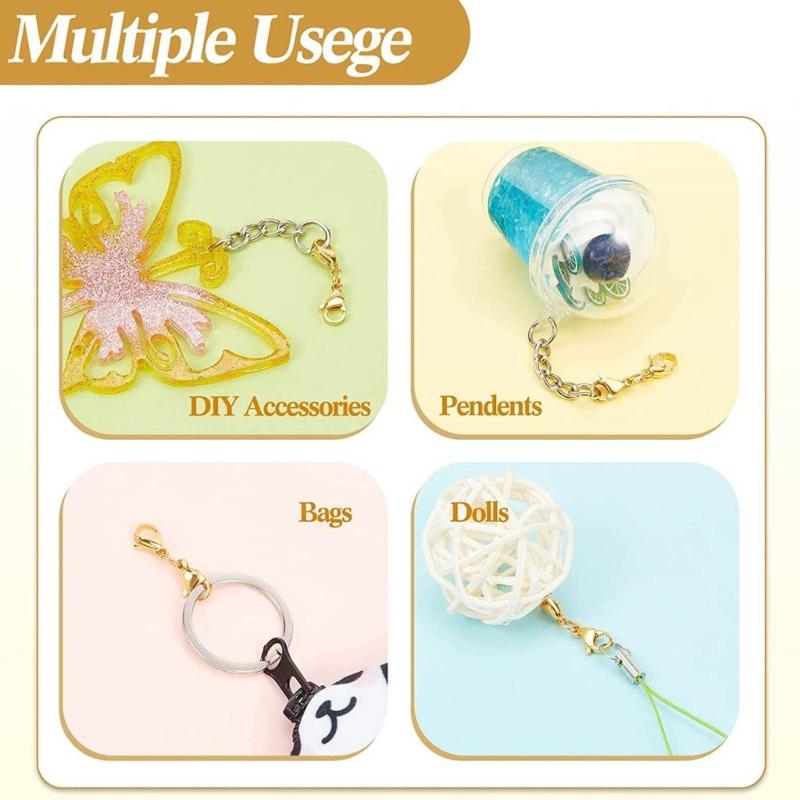 8 Pcs Double Lobster Clasps Small Necklace Bracelet Extenders Double Claw Connector Jewelry Extension Clasp Easy To Use