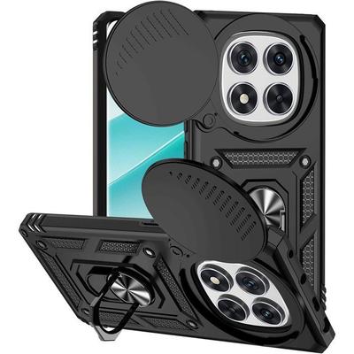 Coque - E.F.CONNECTION - Pour Xiaomi Redmi Note 14 Pro 4G - Noir - Antichoc - Avec anneau et protection caméra