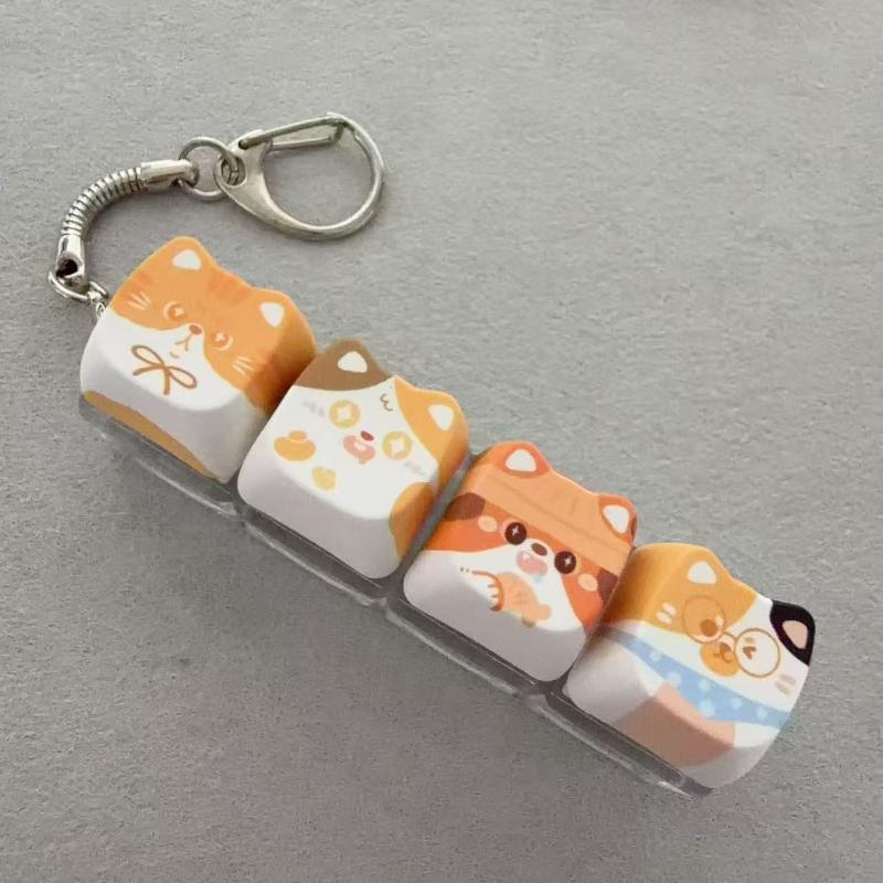 Cute Cat Mechanical Keyboard Switch Tester Kawaii Keycap Keychain Quiet Fidget Toy for Office Work Stress Relief