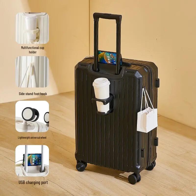 Zuoyou Multifunctional Stylish Luggage with USB Port and Cup Holder 20 inches