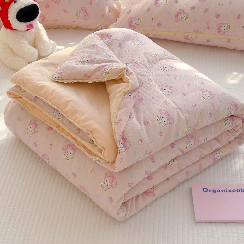 New Sweet Printed Air-Condition Blanket Soft Skin-Friendly Quilted Quilt Breathable Cooling Summer Comforter Queen King Beds