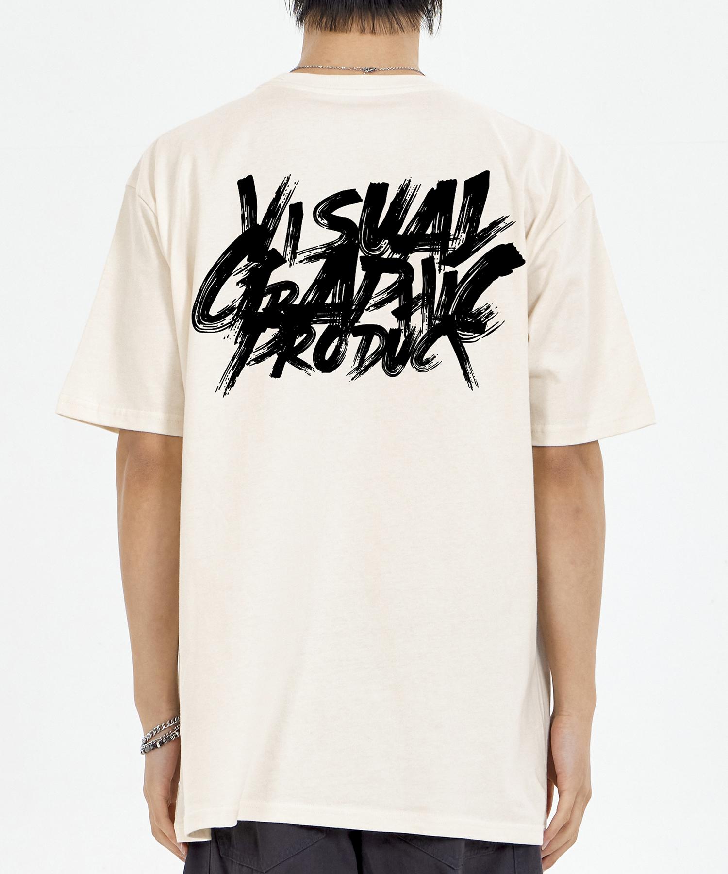 Biel Paint Graffiti Logo Short Sleeve T-Shirt Cream M