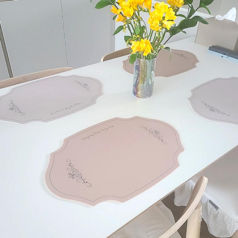 Platinum Silicone Dining Table Mat Signature pink beige