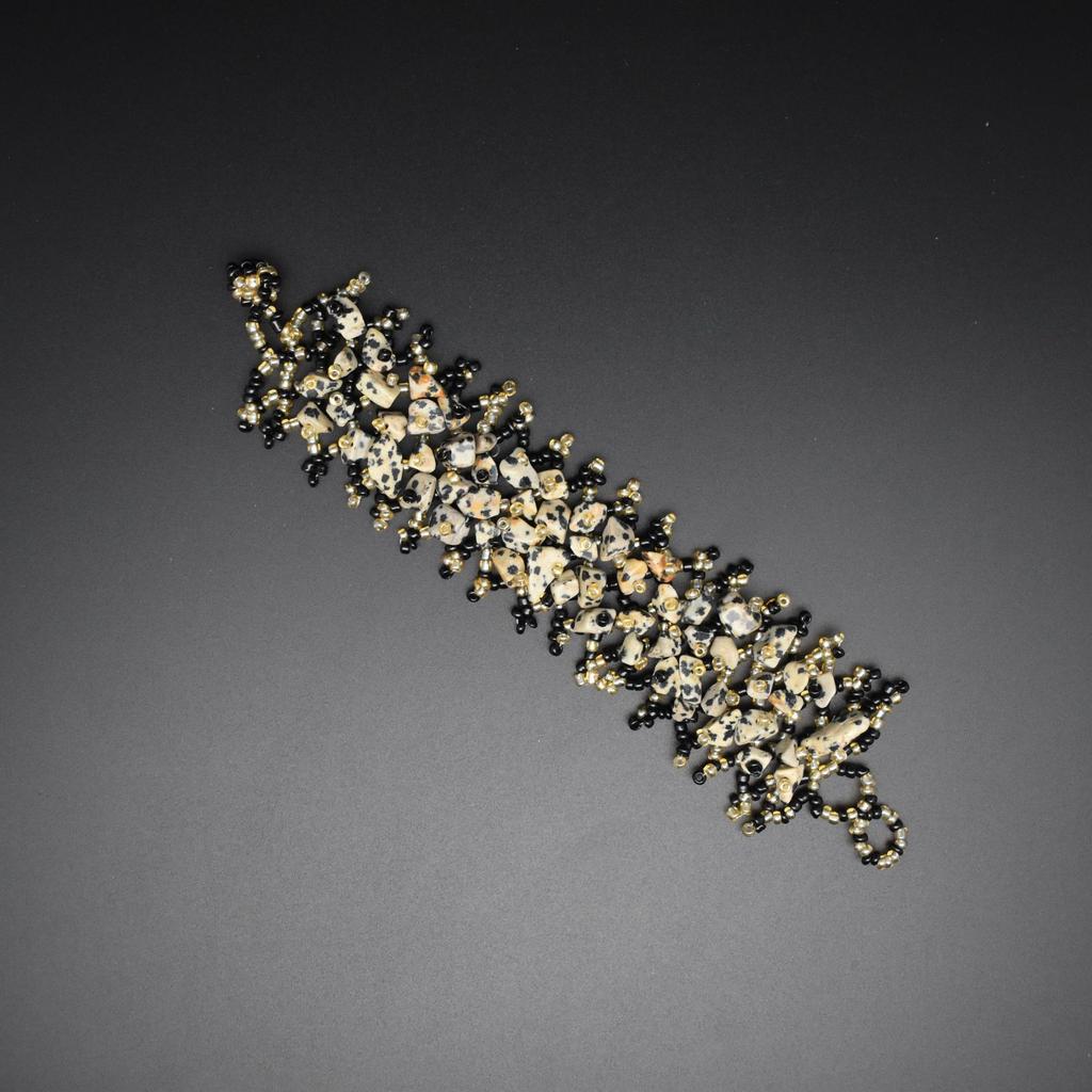 Ethnic Style Colorful Natural Stone Hollow Bracelet Handmade Bead Bohemian Hollow Rice Bead Crushed Stone Bracelet