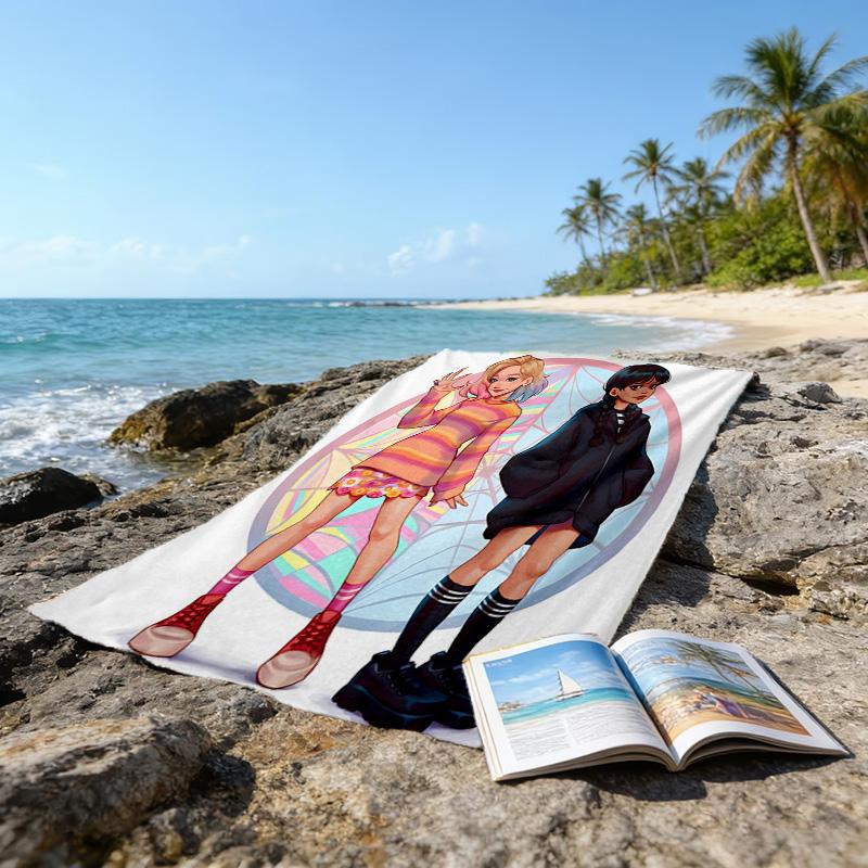 1pc Addams Family Wednesday6 Beach Towel, Sports Cape, Beach and Seaside Swimming Pool Equipment, Fashion Pattern, Rectangular, Travel Essentials
