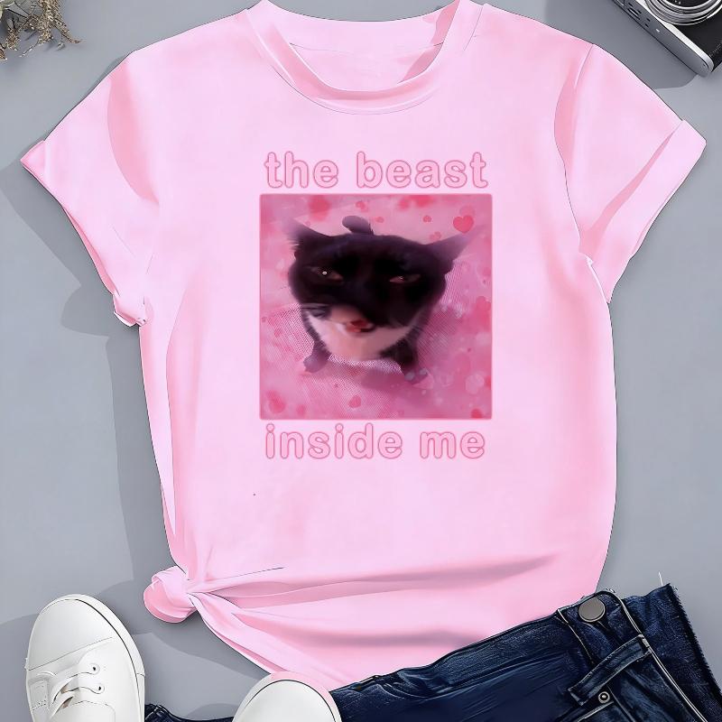 The Beast Inside Me Kat Meme Print T-shirts Cartoon Kinderen Kinder T-shirt Jongens Meisjes Zomer Lente Casual Top Tee