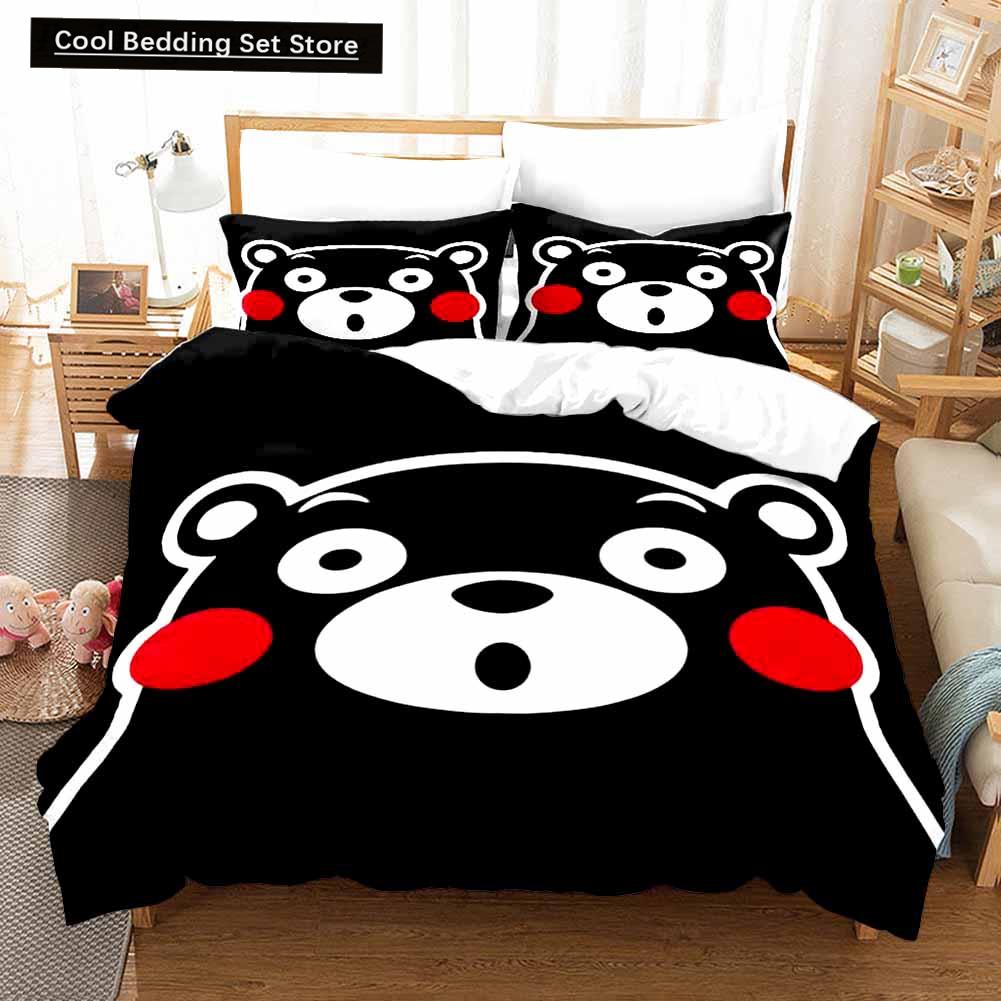 3D Print Kawaii Cartoon Comics Kumamon Bedding Set Double Twin King Duvet Cover Comforter Pillowcase Boys Girls Adults Bedroom
