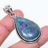 Natural Ruby Fuchsite Gemstone 925 Sterling Silver Jewelry Pendant 1.85" AP-14797