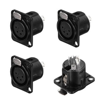 Uxcell 4-Pin XLR Female Jack Socket 4 Pieces Microphone Audio Panel Mount Connector Black