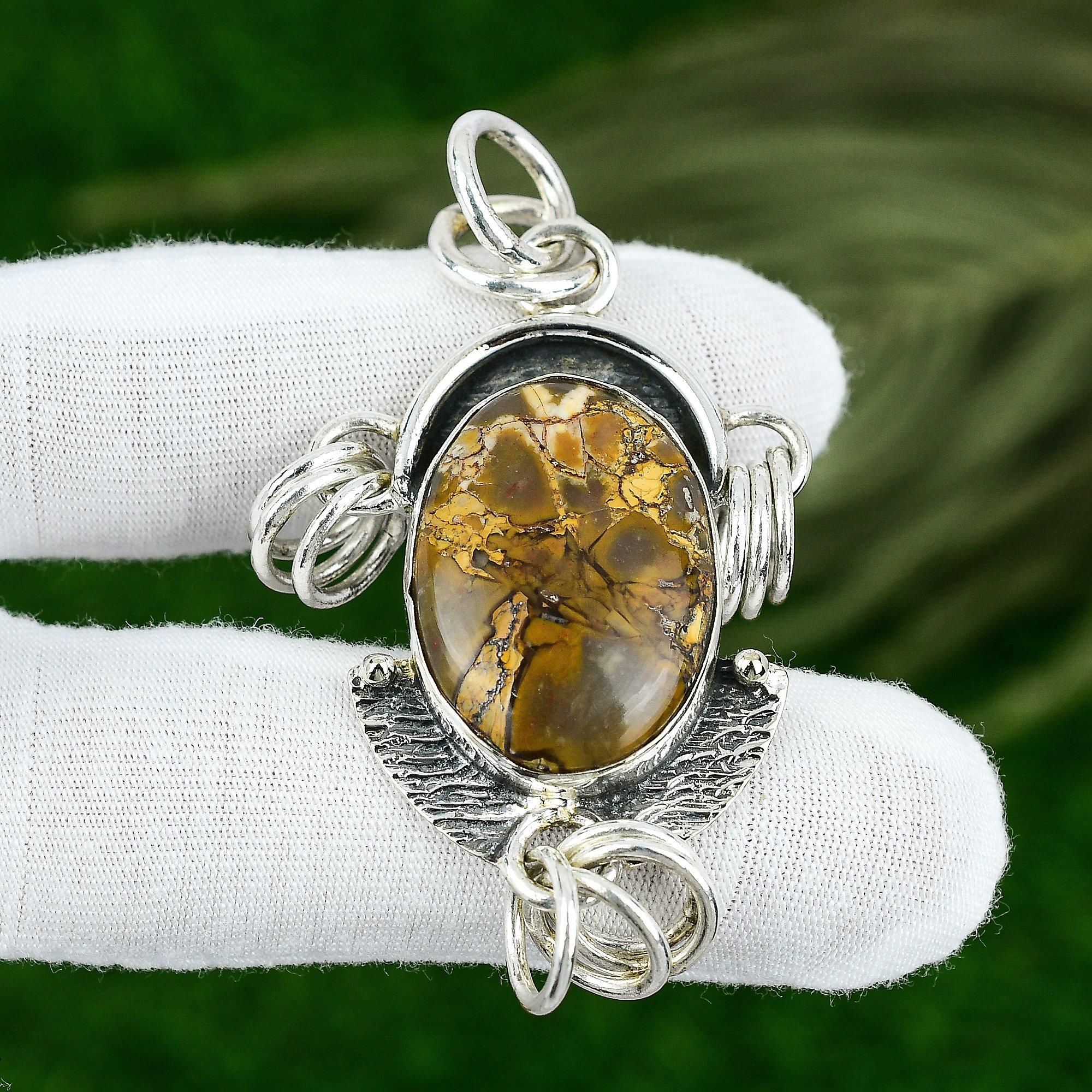 Maligano Jasper Stone 925 Silver Bezel Handmade Sister Birthday Pendant Jewelry