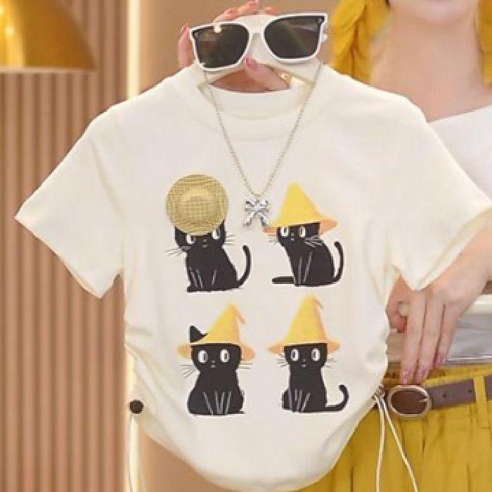 Girls Summer Cartoon Top & Wide-Leg Pants Two-Piece Set 120 cm