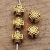 40pcs 6x5.6x4.6mm 2 Colors Antique Silver Color Antique Gold Color Cross Shaped Perforated Beads Jewelry Materials Wholesale