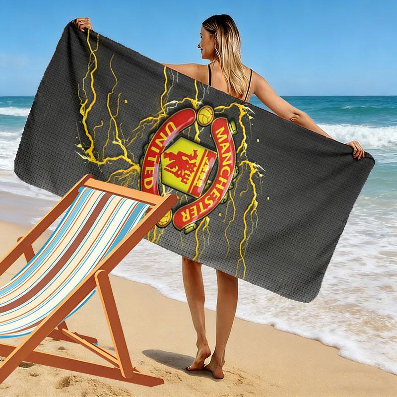 Manchester United F Print Beach Towel, Large Soft Quick Dry Towel for Beach Camping Swimming