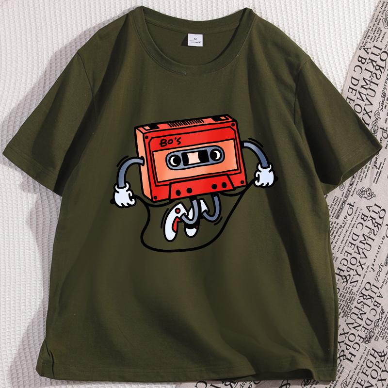 Tape Cassette Tape Oversized TShirt Men Women Vintage Funny Graphic T Shirts Cotton Short Sleeve Round Neck Tees Streetwear