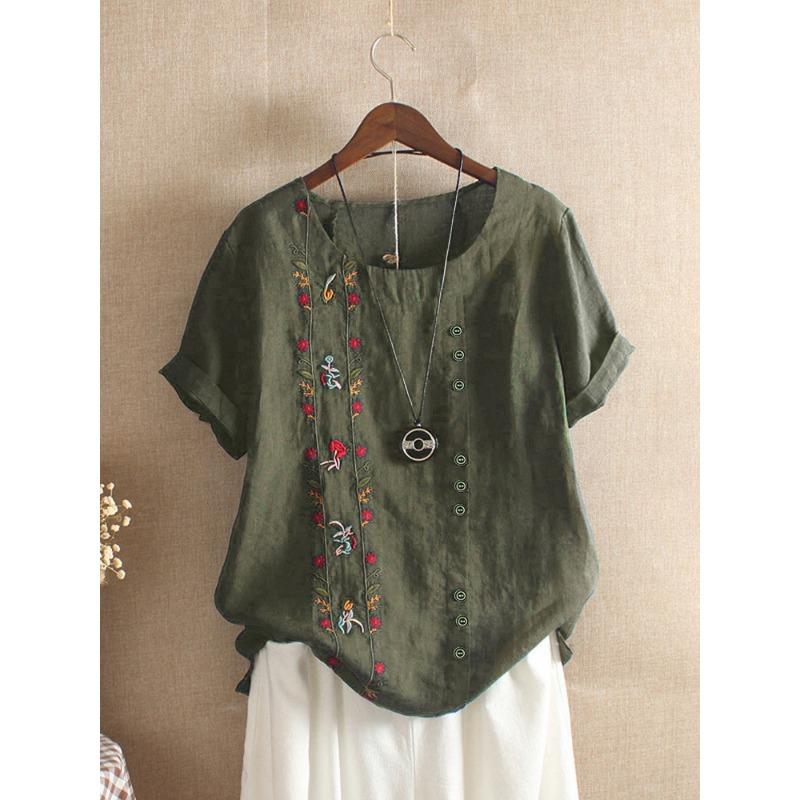 Women's All Match Breathable Shirt With Nature Inspired Embroidery