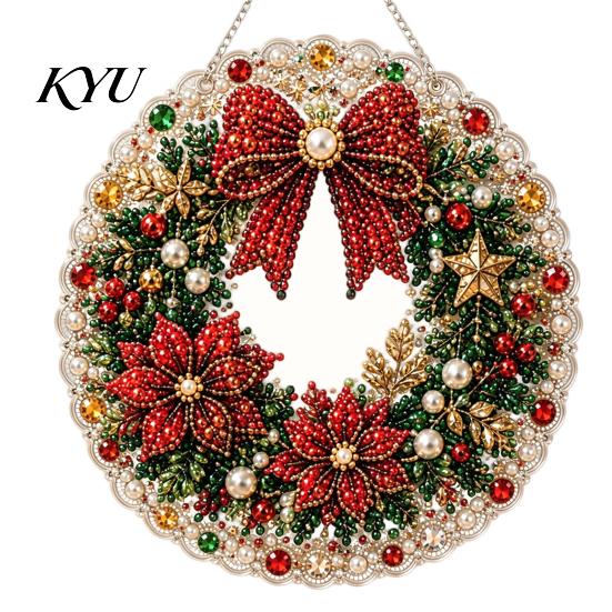 Acrylic Ornaments for Home Christmas Tree Hanging Ornament, Faux Pearl Art DIY Painting Office Party Decorations Suncatcher, 20cm Glowing Holiday