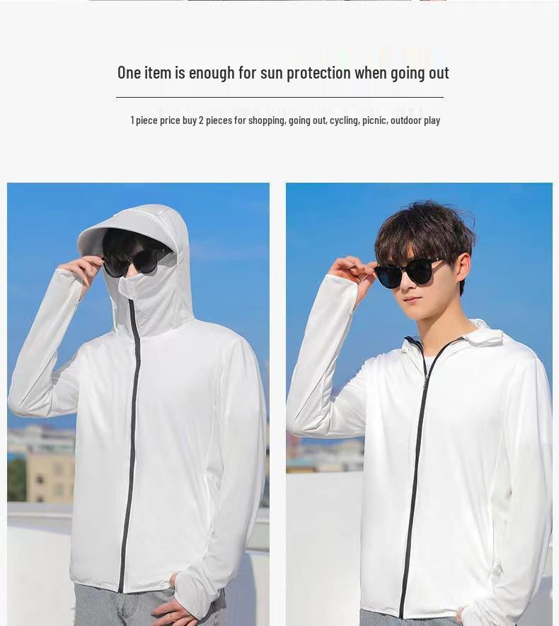 Men’s Ultra-Thin Hooded Ice Silk Windbreaker: Breathable Summer Jacket for Outdoor Fishing and Sun Protection.