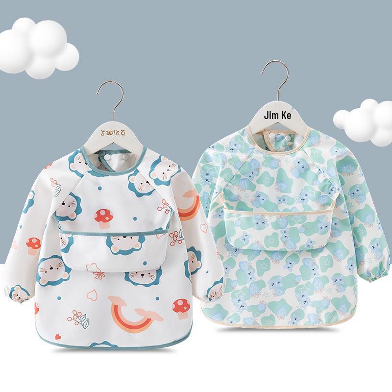 Waterproof Long-Sleeve Baby Bib for Infants & Toddlers - Anti-Stain and Dirt-Resistant Kindergarten Apron